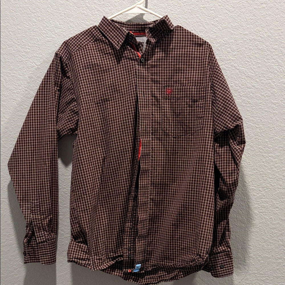 Ariat Men's Dark Brown Plaid Button Down Shirt